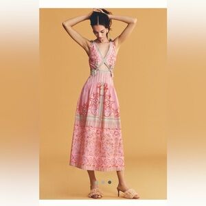 Farm Rio Anthropologie Pink and Green Dress, Size Small, NWT
